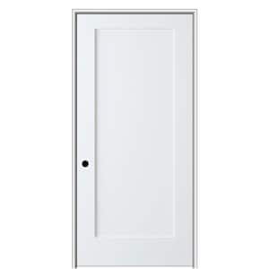 Shaker Flat Panel 24 in. x 80 in. Right Hand Solid Core Primed HDF Single Pre-Hung Interior Door with 6-9/16 in. Jamb