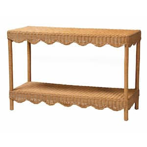 Oteria 49.2 in. Light Honey Rectangle Wicker Rattan Console Table