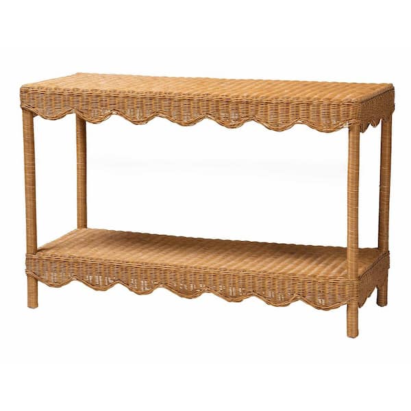 bali & pari Oteria 49.2 in. Light Honey Rectangle Wicker Rattan Console Table