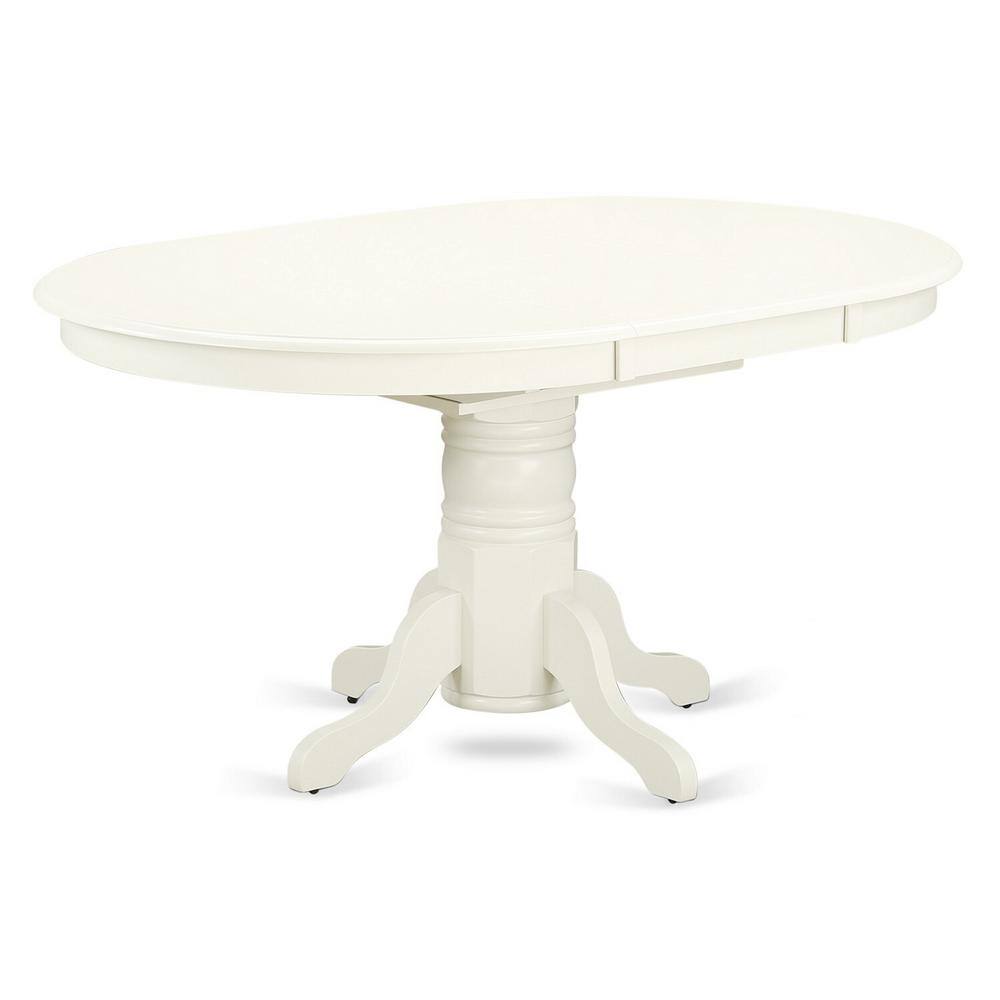 7-Piece Oval Linen White Finish Solid Wood Top Dining Table with 6-Chairs with Butterfly Leaf Lattice Back