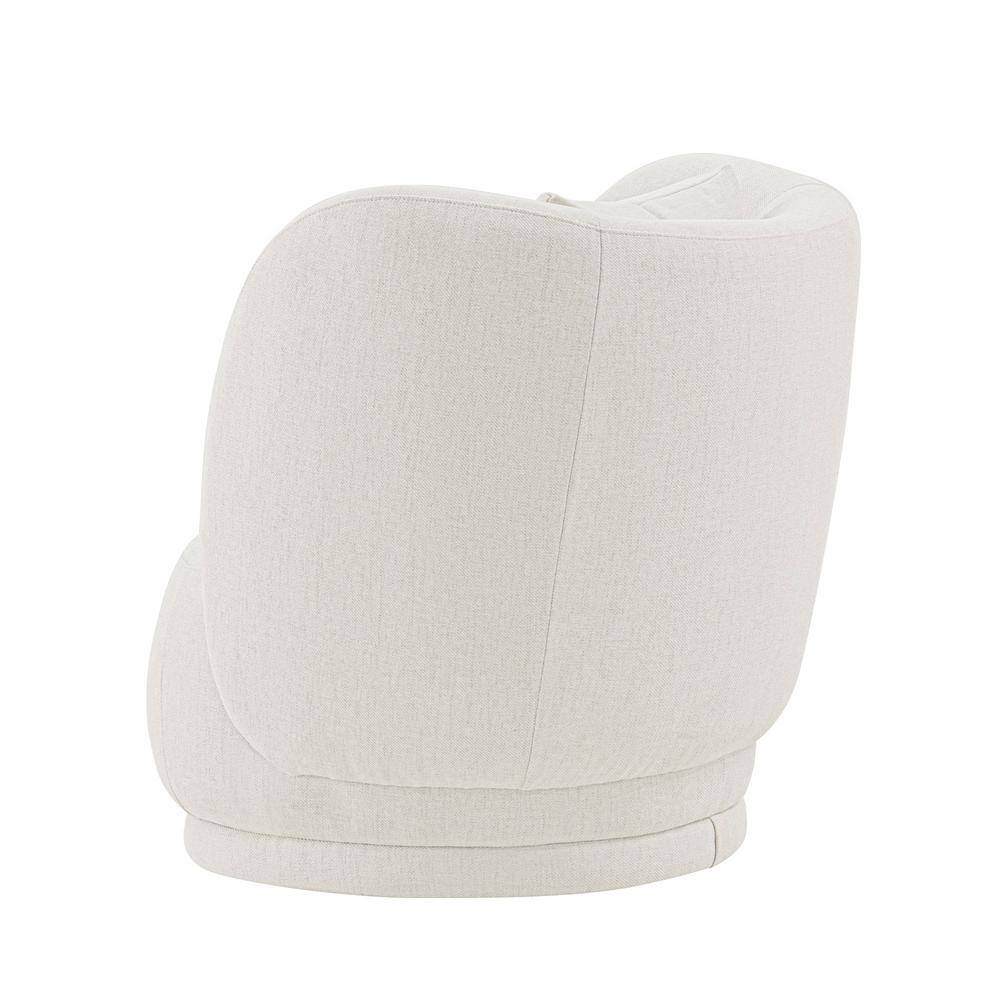 Set of 2 Cream Linen Upholstered Accent Chairs with Pillows