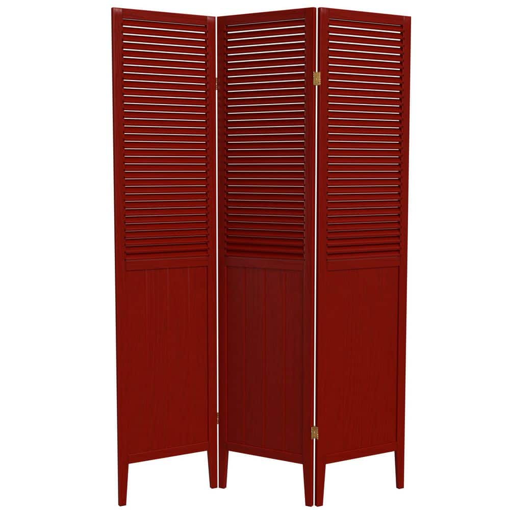 Rosewood 64" Tall Solid Wood 3-Panel Folding Room Divider