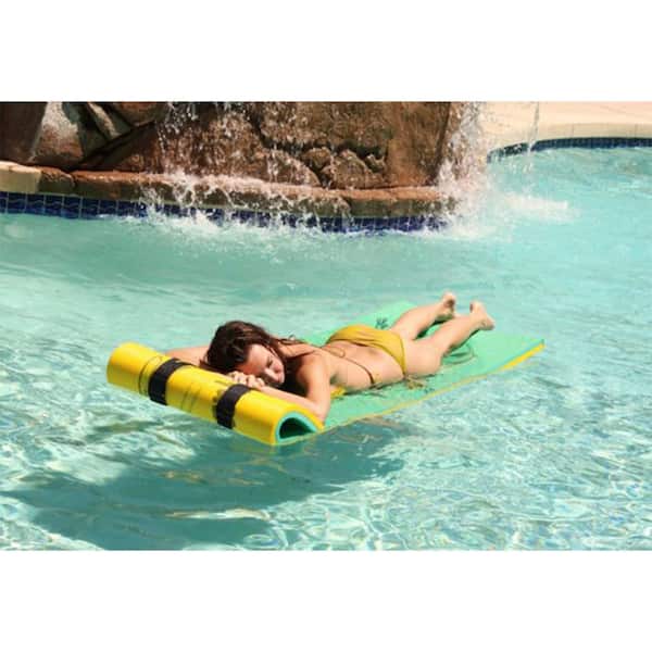 Green/Yellow Tadpole Single Adult Floating Foam Pool Lounger Mat