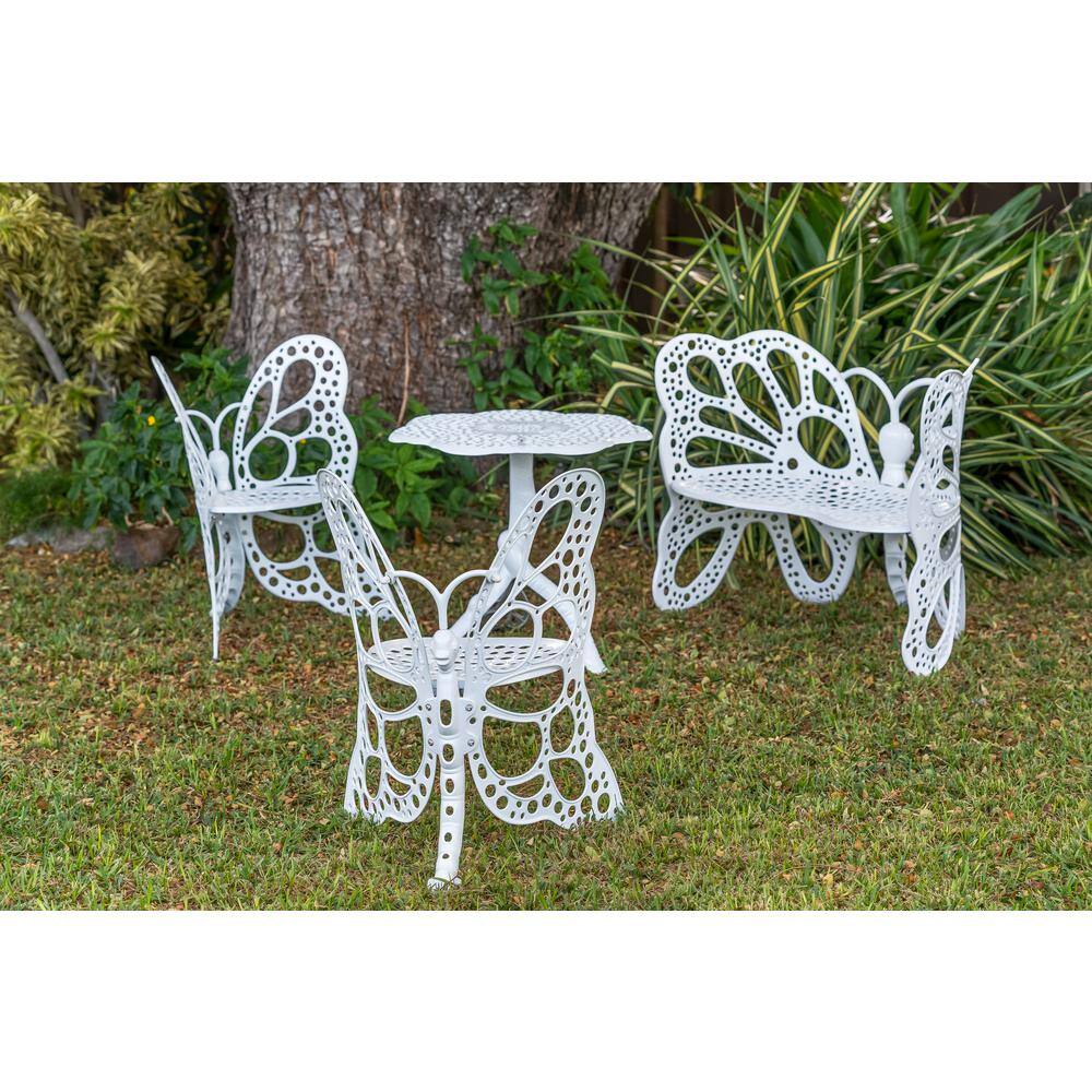 Elegant White Aluminum Butterfly Garden 4-Piece Set