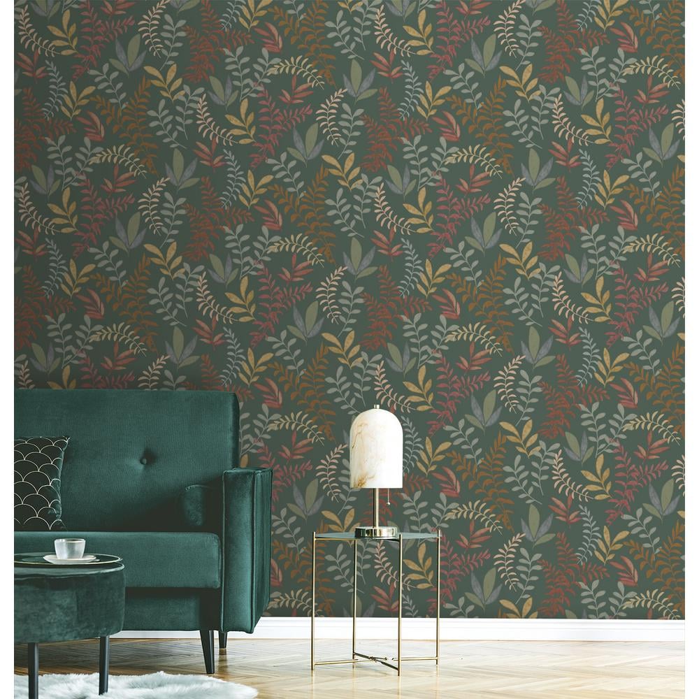 Cream Minimalist Leaves Non-Pasted Textured Wallpaper, Double Roll