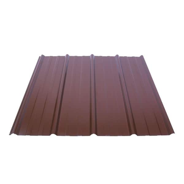 Fabral 96 in. Shelterguard Exposed Fastener Galvanized Metal Roof Panel in Cocoa Brown