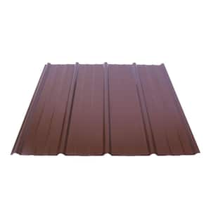 Shelterguard 12 ft. Exposed Fastener Galvanized Steel Roof Panel in Cocoa Brown