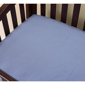 Sidekick Blue Check Cotton Fitted Baby Crib Sheet