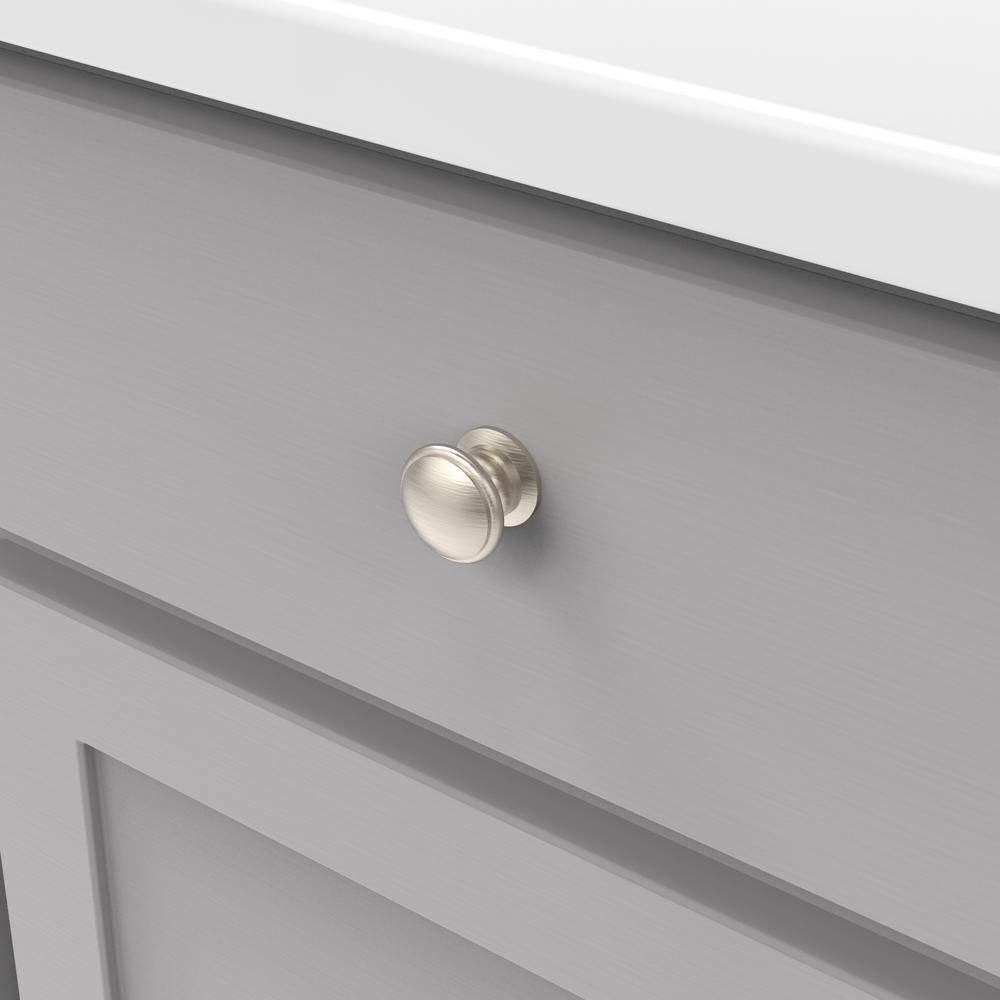 Satin Nickel Round Cabinet Knobs with Mounting Hardware, 10-Pack