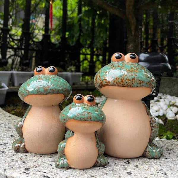 Funny Cute Frog Garden Decor Garden Statue Set of 3 HPD1PCPKKG