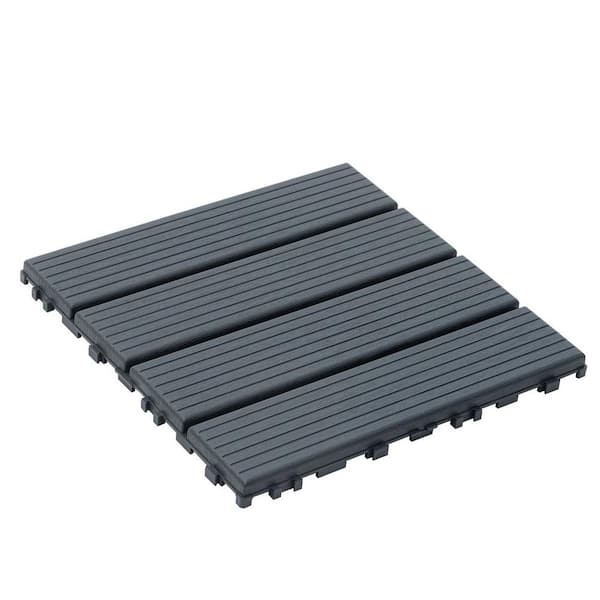 Outdoor 1 ft. x 1 ft. Composite Interlocking Tile Deck Tile in Gray (27 Per Box)