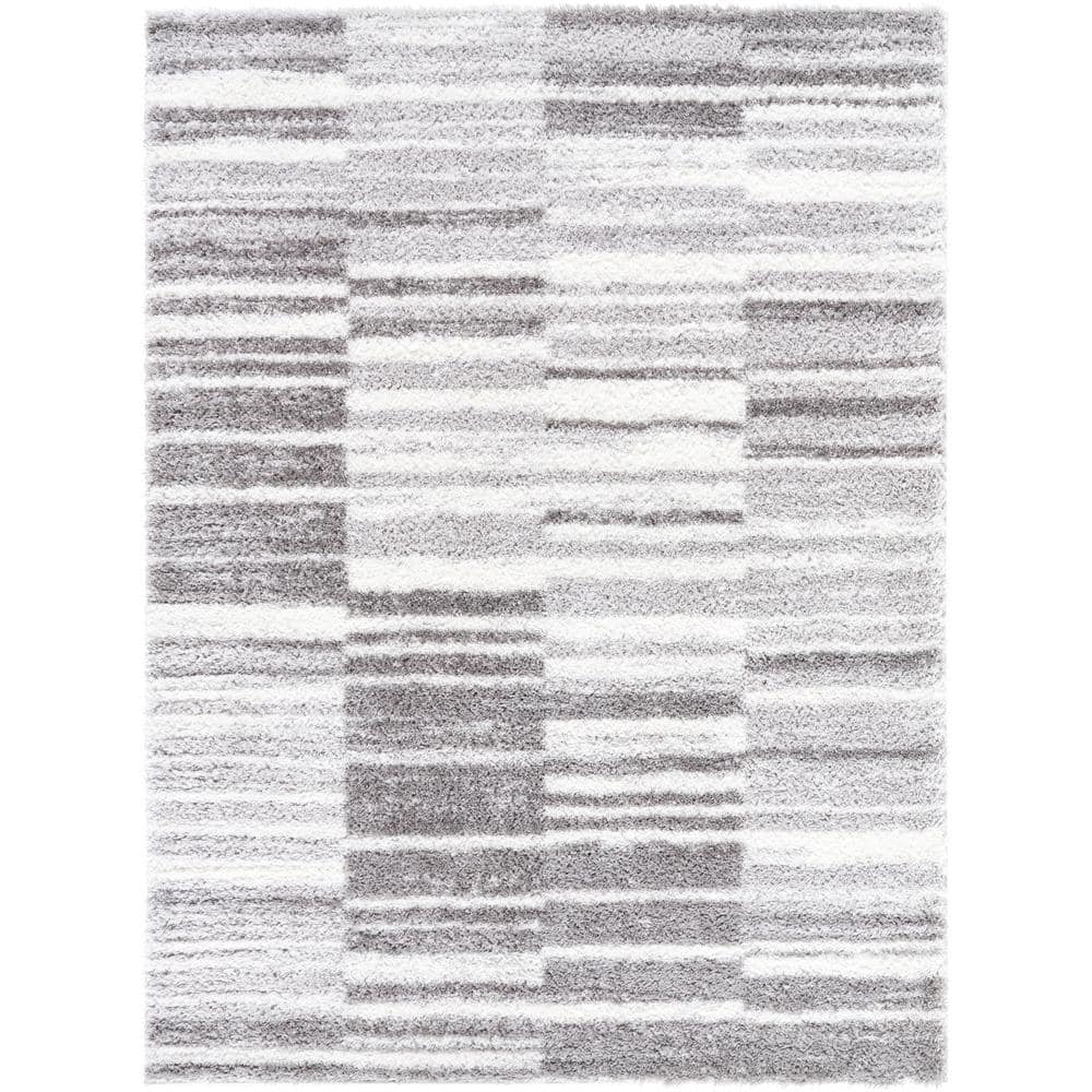 Cloudy Shag Gray/Ivory 5 ft. x 7 ft. Modern Indoor Area Rug price history on PriceWatchPro