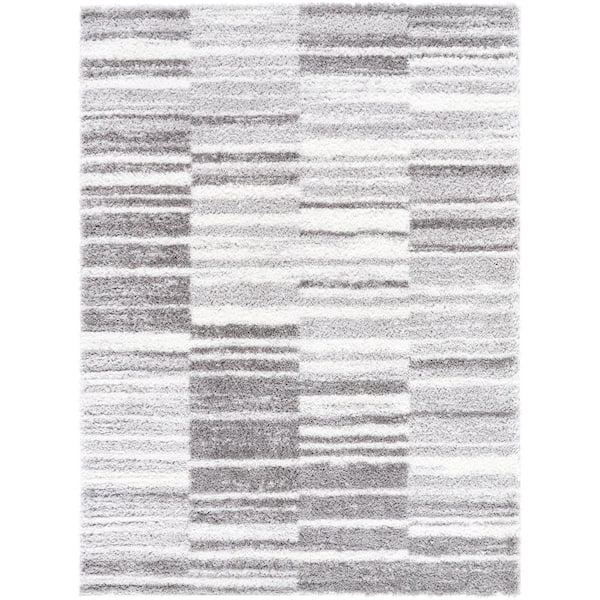 Livabliss Cloudy Shag Gray/Ivory 7 ft. x 9 ft. Modern Indoor Area Rug