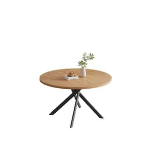 45.3 in. Oak MDF Round Dining Table with Carbon Steel Legs (4-Seats)