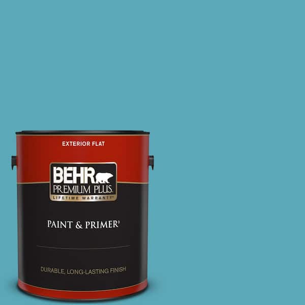 BEHR PREMIUM PLUS 1 gal. #T15-11 Sonic Blue Flat Exterior Paint & Primer