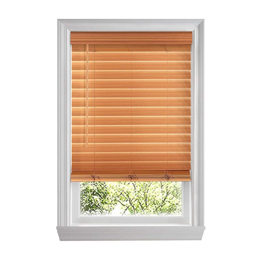 Chestnut Cordless Premium Faux Wood blinds with 2.5 in. Slats - 69.5 in. W x 48 in. L (Actual Size 69 in. W x 48 in. L) price history on PriceWatchPro