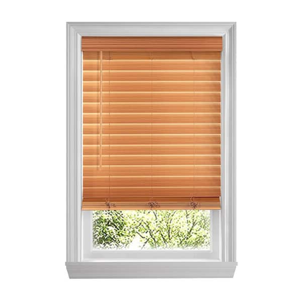 Home Decorators Collection Chestnut Cordless Premium Faux Wood blinds with 2.5 in. Slats - 44.5 in. W x 64 in. L (Actual Size 44 in. W x 64 in. L)