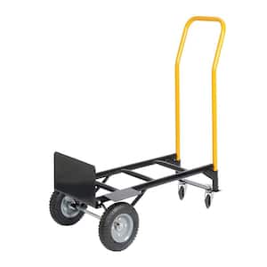 330 lbs. Black Hand Truck Dual Purpose 2 Wheel Dolly Cart 4 Wheel Push Cart with Swivel Wheels Heavy-Duty Platform Cart