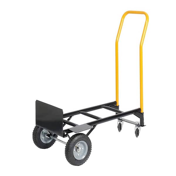 Runesay 330 lbs. Black Hand Truck Dual Purpose 2 Wheel Dolly Cart 4 Wheel Push Cart with Swivel Wheels Heavy-Duty Platform Cart