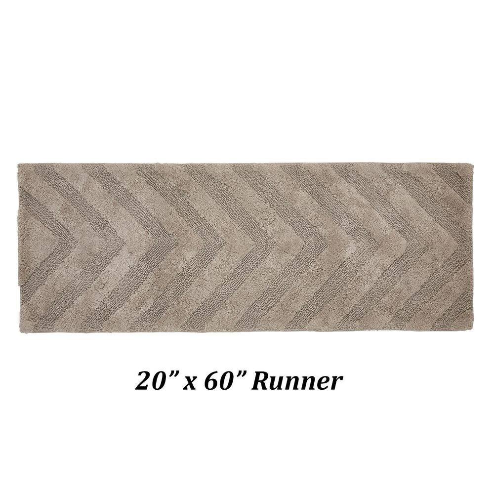 Hugo Beige Cotton Tufted Non-Slip Bath Runner Rug 20" x 60"