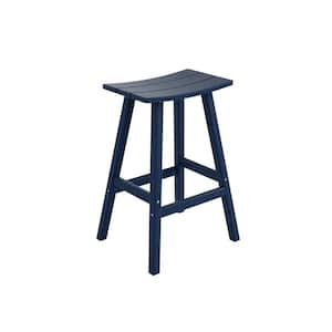 Franklin Navy Blue 29 in. Poly HDPE Fade Resistant Outdoor Patio Saddle Seat Pub Height Bar Stool