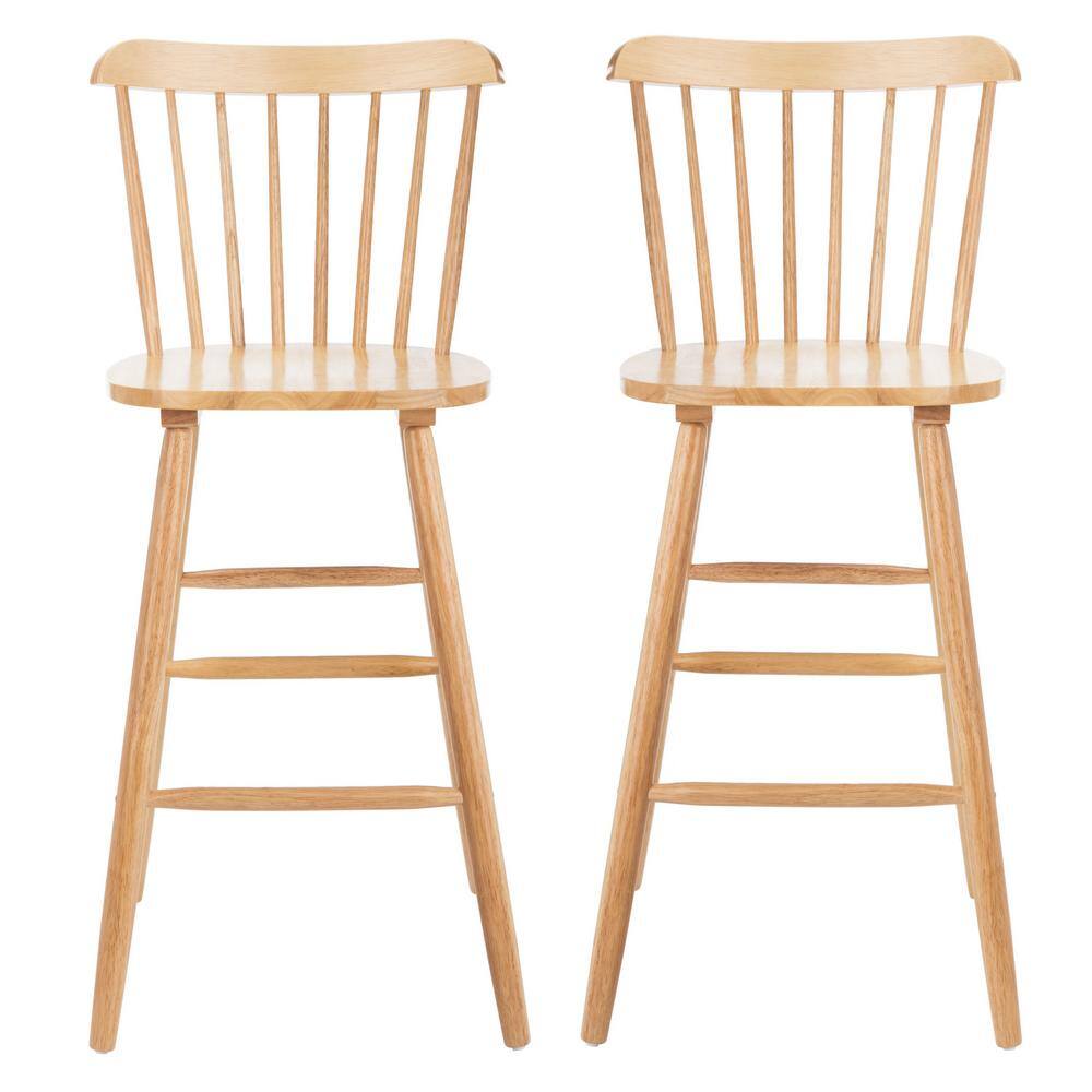 Galena Natural Rubberwood Spindle Back Bar Stool Set