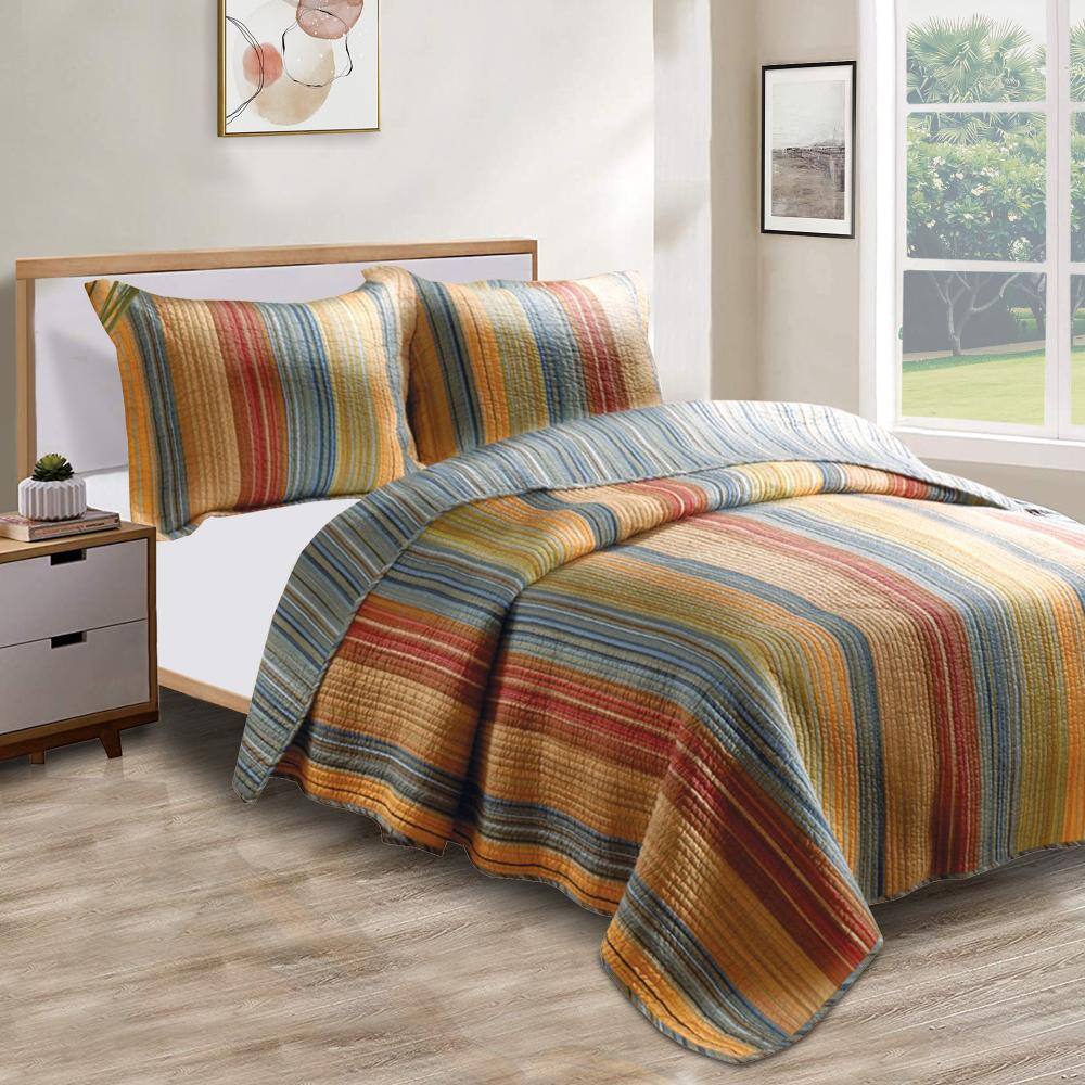 Huascaran King Size Multicolor Microfiber Quilt Set
