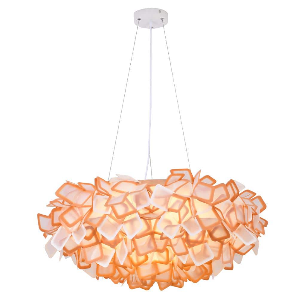 Farold 36-Watt Integrated LED White & Orange Chandelier