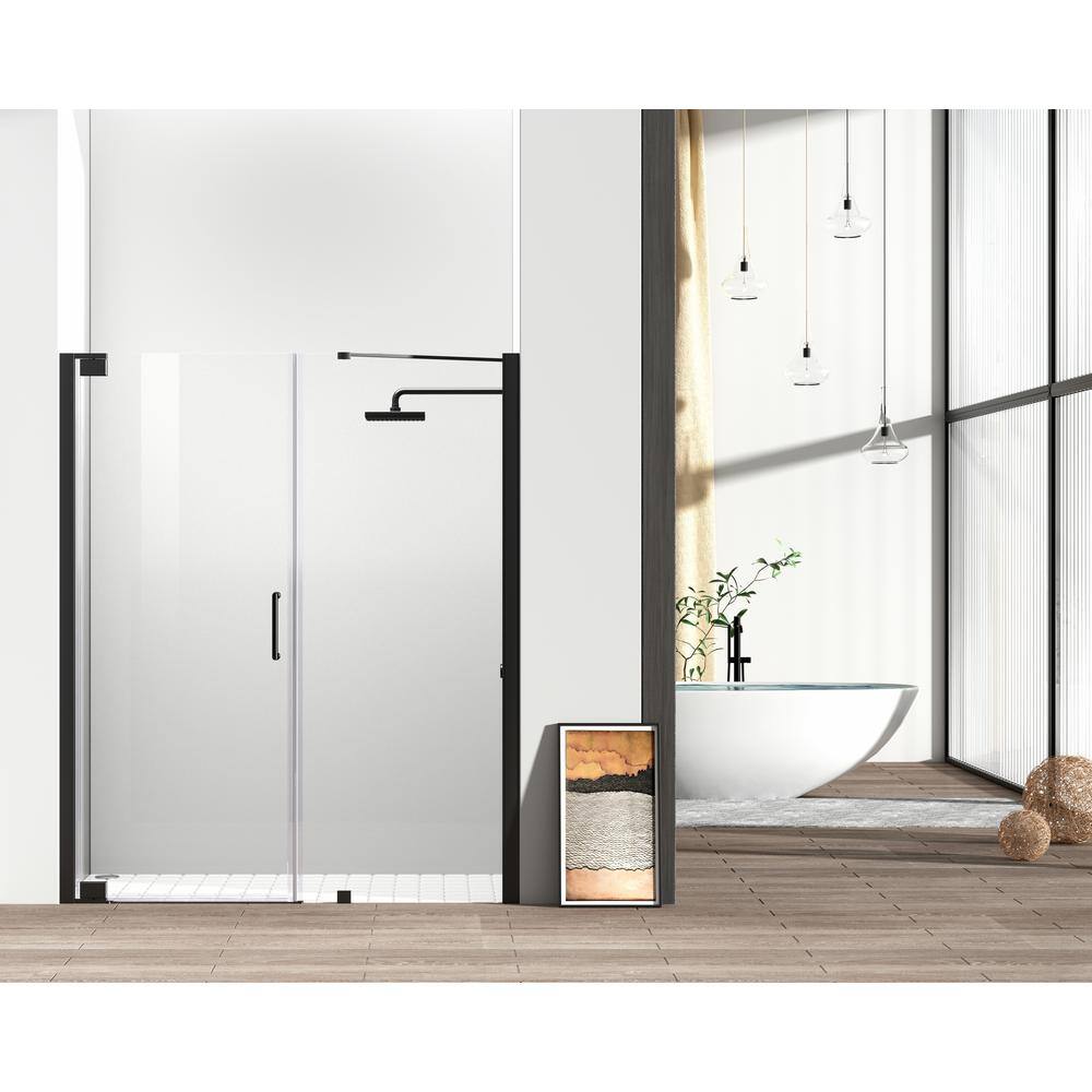 Simply Living 60 in. W x 72 in. H Semi-Frameless Hinged Shower Door in Matt