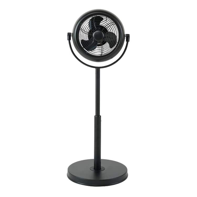 Edendirect 8 in. 3-Fan Speeds Pedistal Fan in Black with 360° Rotatable, Adjustable Height