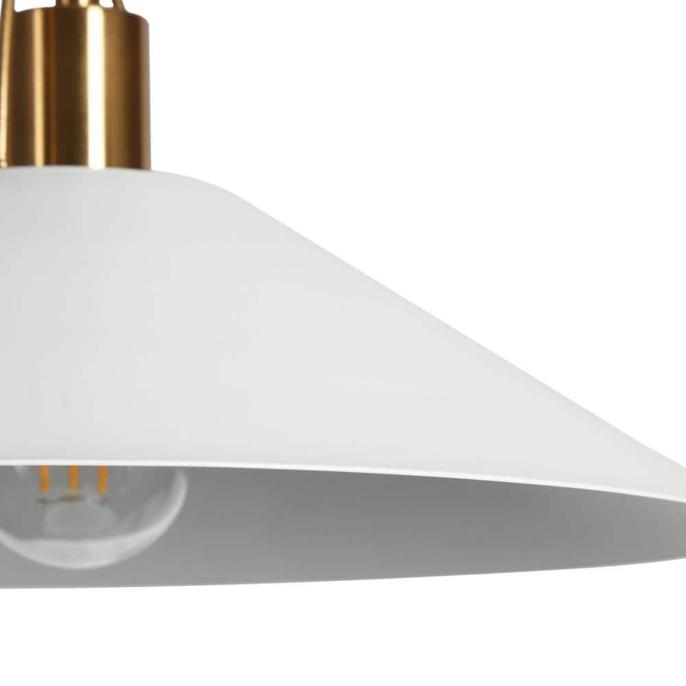 Raratienner White and Gold Metal Cone Pendant Light