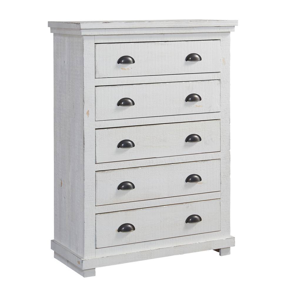 Reviews For Progressive Furniture Willow 5 Drawer Distressed White Chest P610 14 The Home Depot