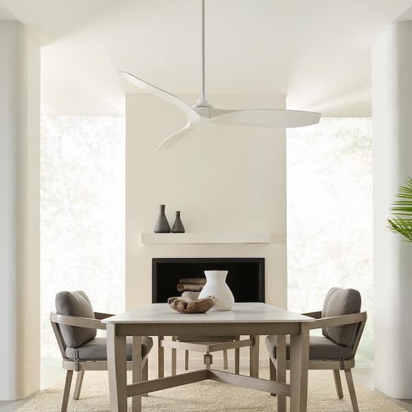 Collins Coastal 60 in. Smart Home Matte White Wet Rated Ceiling Fan with White Blades, DC Motor and Remote