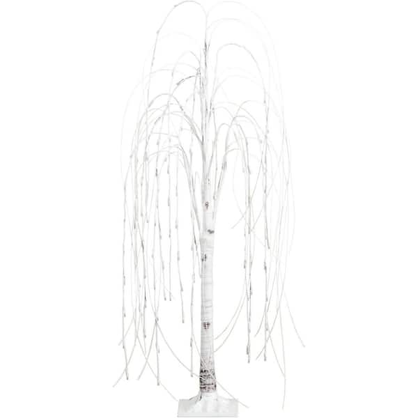 HOME IMPORTS EMPORIUM 4 ft. Pre-Lit Artificial White Weeping Willow Tree with 120 Warm White LED Lights