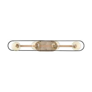 Chassis 32.25 in. 4-Light Copper Brushed Brass/Matte Black Vanity Light with No Shade