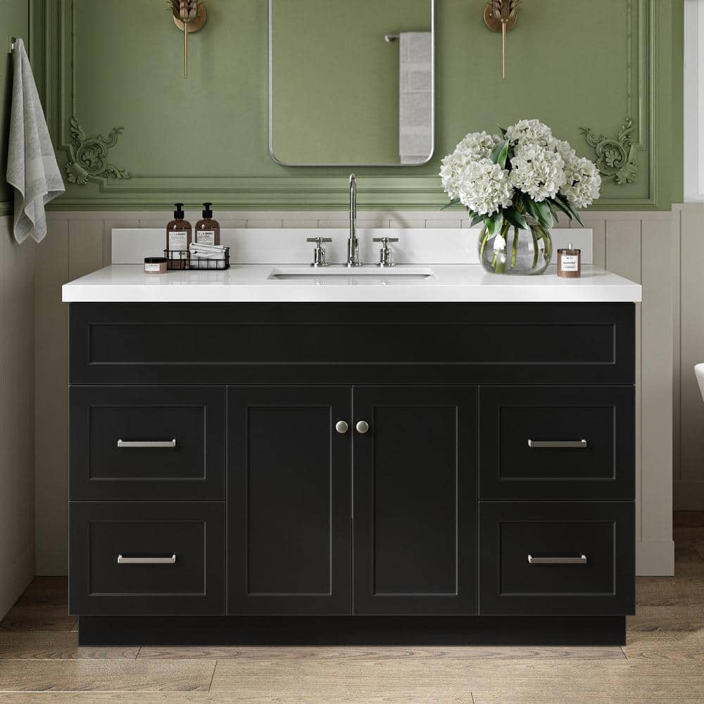 Hamlet 55" Black Vanity with White Quartz Top