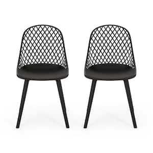 Lily Black Plastic Outdoor Patio Dining Chair (2-Pack)