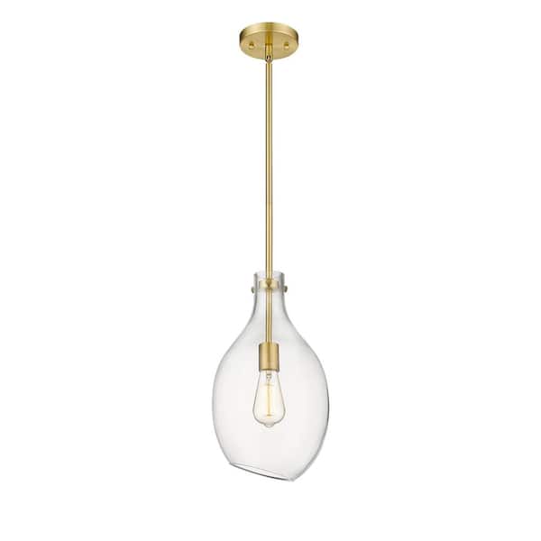 Innovations Norwalk 1-Light Satin Gold Shaded Pendant Light with Clear Glass Shade