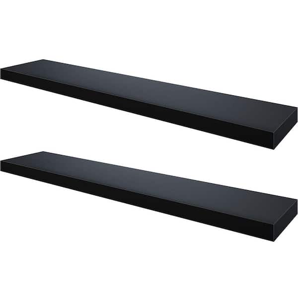 Unbranded 39.4 in. W x 7.7 in. D Black Floating Shelves Decorative Wall Shelf (Set of 2)
