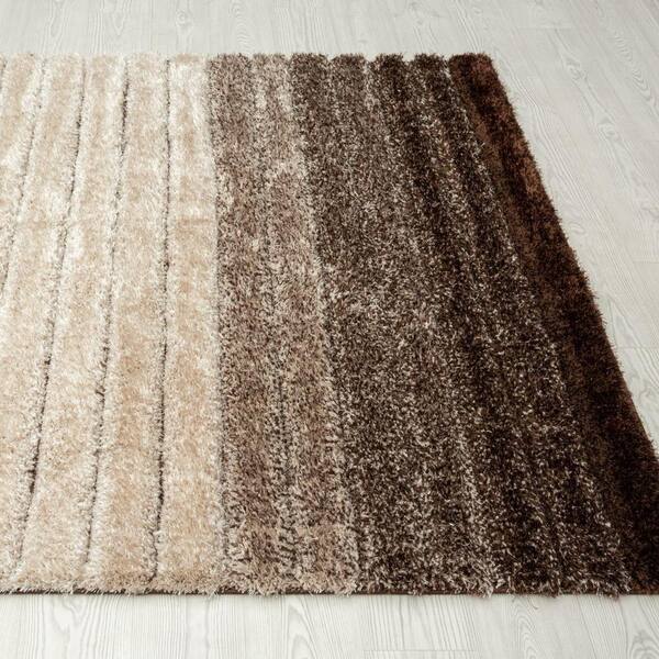 Luxe Weavers Modern Shag Geometric Area Rug, Brown 5x7