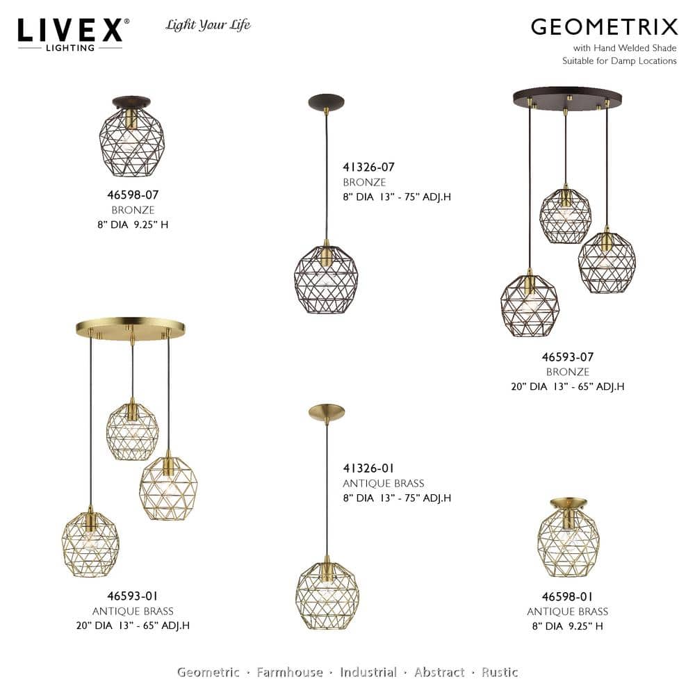 Bronze Geometric Globe Mini Pendant Light with LED
