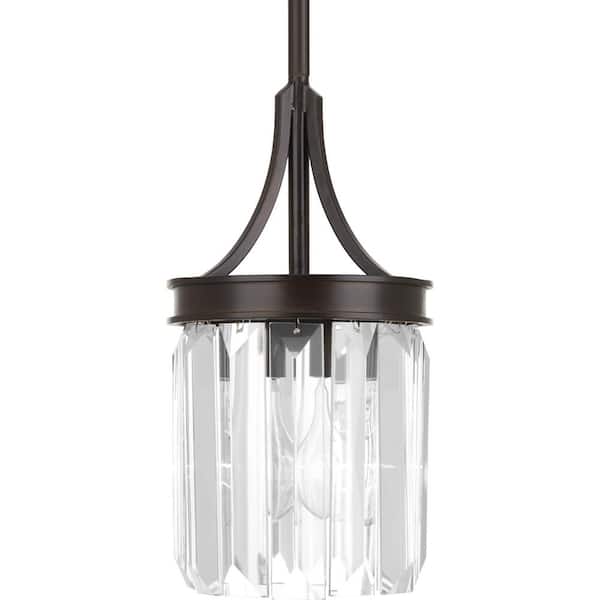 Progress Lighting Glimmer Collection 1-Light Antique Bronze Mini Pendant with Clear Glass