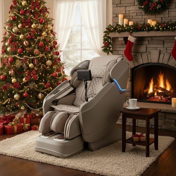 Pro Vigor Series 4D Massage Chair in Cream with Zero Gravity, Bluetooth Speaker, Heated Roller, Wireless Phone Charger