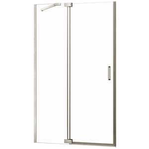 Lagoon 60 in W x 74 in H Frameless Pivot Door and Panel Shower Door in Brushed Nickel