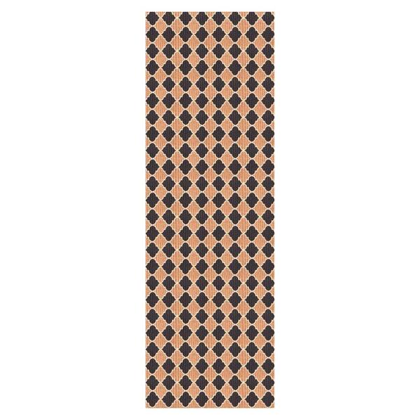 PLAYA RUG Heavy Duty Black and Beige 31 in. W x 8 ft. L Indoor/Outdoor Trellis Runner Rug