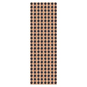 Heavy Duty Black and Beige 36 in. W x 10 ft. L Indoor/Outdoor Trellis Runner Rug