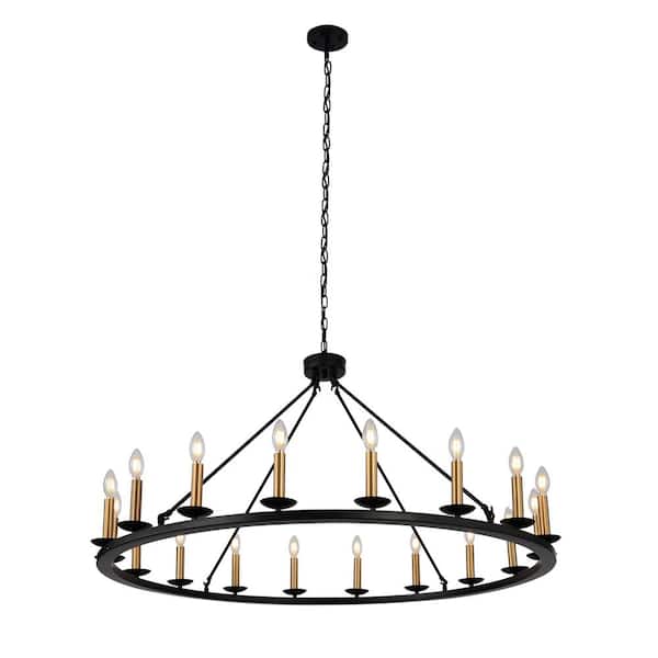 Aiwen 18 Light Black Candle Style Wagon, Home Depot Black Candle Chandelier