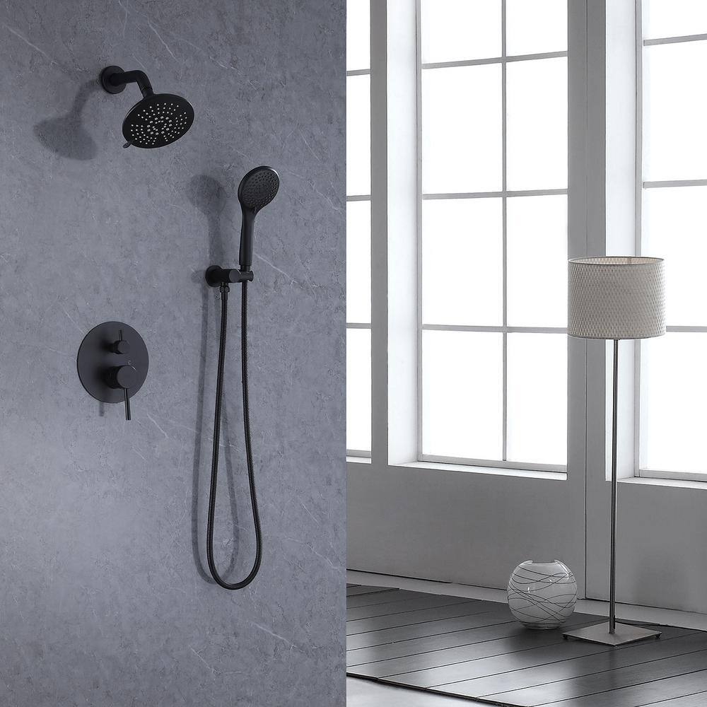 Matte Black Stainless Steel Rain Shower Faucet Set with Handle