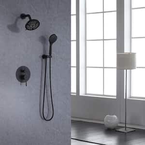 Single-Handle 2-Spray Round High Pressure Shower Faucet in Matte Black (Valve Included)