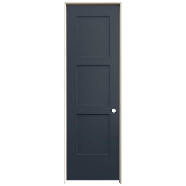 JELD-WEN 24 in. x 80 in. Birkdale Denim Stain Left-Hand Smooth Hollow Core Molded Composite Single Prehung Interior Door